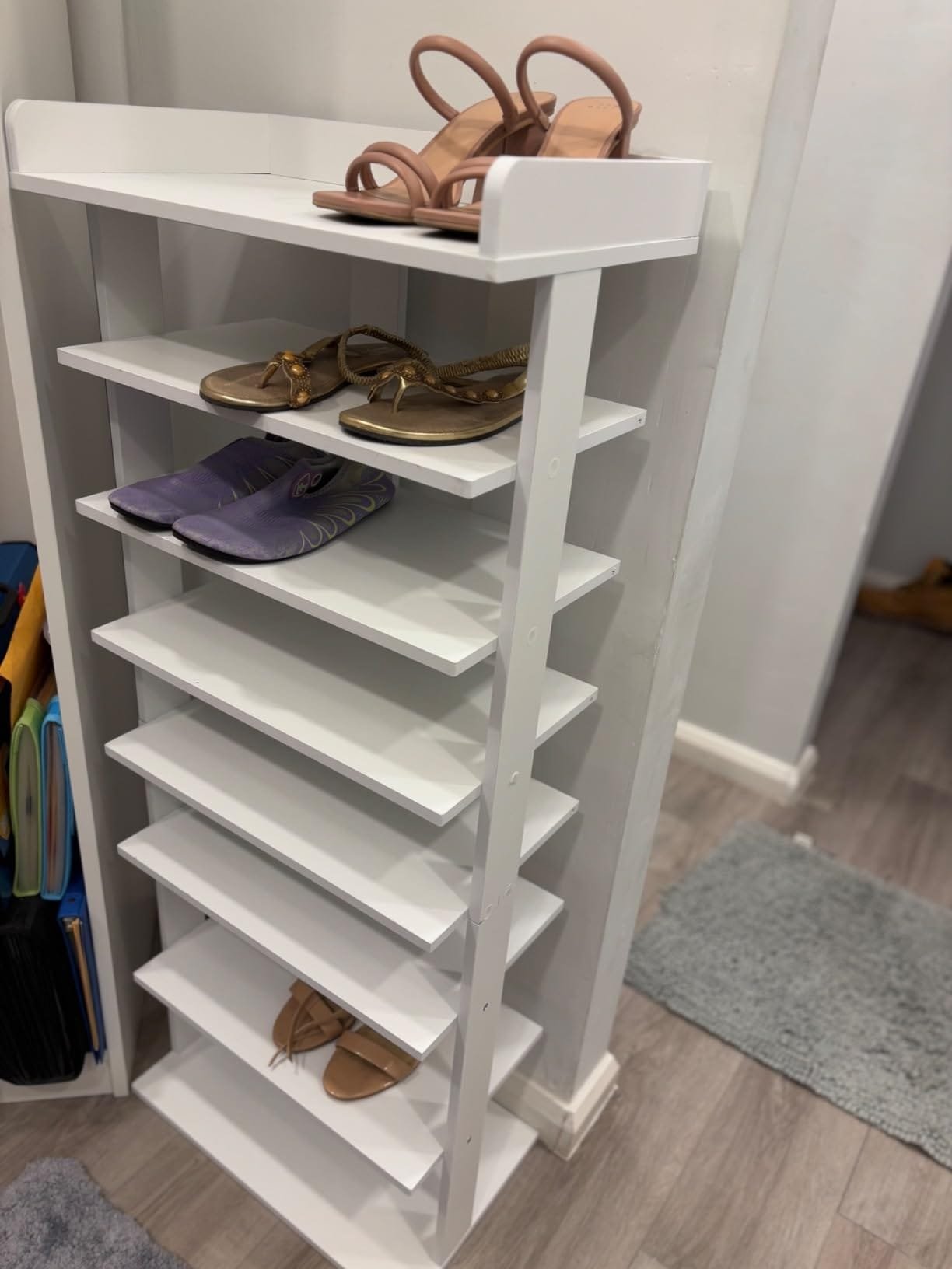 Zapatero de 7 niveles, estante de doble fila, zapatero de almacenamiento, torre de entrada, photo review