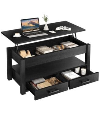 Mesa de Centro para Sala Elevable de Madera 2 cajones de Almacenamiento Ideal como Mesa para Cafe o Mesa Auxiliar