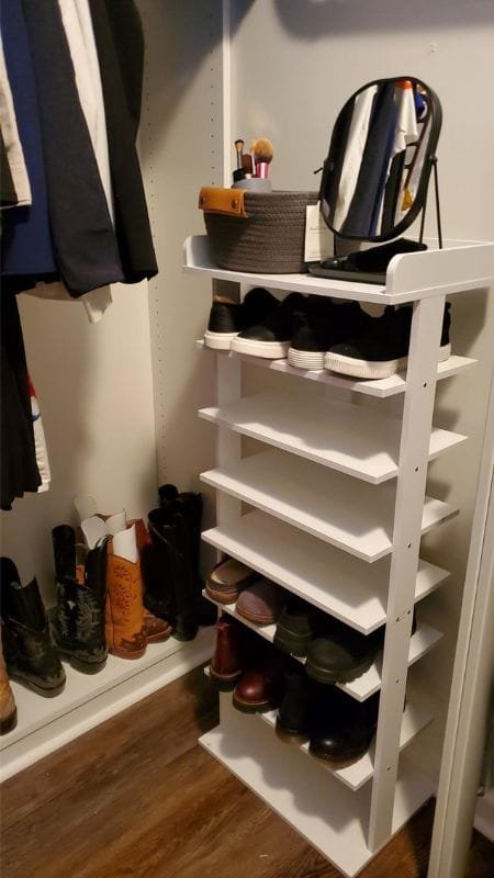 Zapatero de 7 niveles, estante de doble fila, zapatero de almacenamiento, torre de entrada, photo review