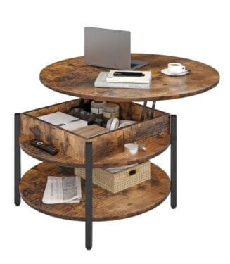 Mesa de Centro para Sala Redonda de 2 Niveles  Ideal como Mesa para Café o Mesa Auxiliar.
