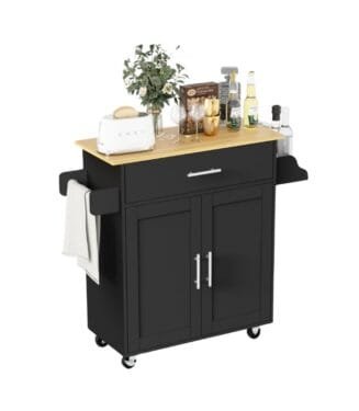 Carrito de Cocina Madera Carrito de Almacenamiento con Estante Ajustable Isla de Cocina