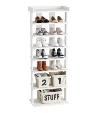 Zapatero de 7 niveles, estante de doble fila, zapatero de almacenamiento, torre de entrada,