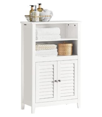 Mueble Auxiliar para Baño, Armario Organizador con 2 Puertas Blanco