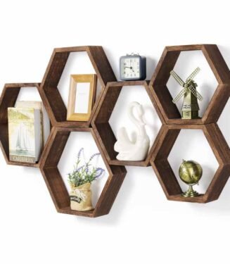 Estantes Hexagonales De Madera Para Pared 6 Piezas