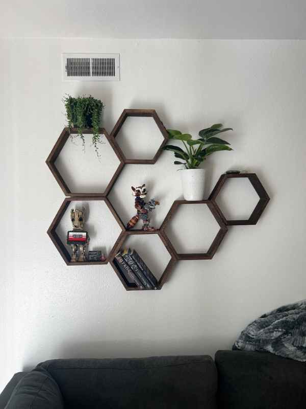 Estantes Hexagonales De Madera Para Pared 6 Piezas photo review