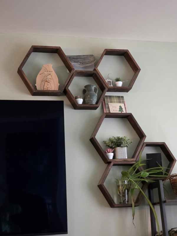 Estantes Hexagonales De Madera Para Pared 6 Piezas photo review